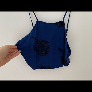 Reformation halter top silky Viscose blue floral